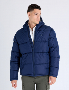 SOLID QUILTED CHANNEL PUFFER JACKET
