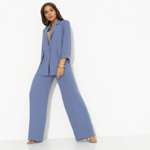 Брючный костюм на подплечниках, Стиль по-французски (blue, 2 в 1)