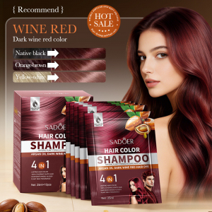 Шампунь-краситель с аргановым маслом SADOER Hair Color Shampoo Hair Dye, 25 мл (винно-красный цвет)