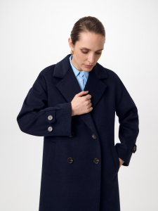 Пальто из шерсти с мембраной, утеплённой спинкой и съёмным капюшоном