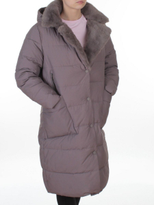 8806 GRAY/LILAC Пальто зимнее женское (200 гр. холлофайбер)