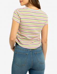 STRIPE RUCHED SIDE TOP