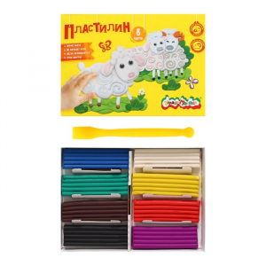 Пластилин «Каляка-Маляка», 8 цветов, 120 г, со стеком