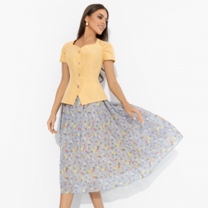 Костюм с юбкой приталенного силуэта, Любовь вне правил (2 в 1, желтый)