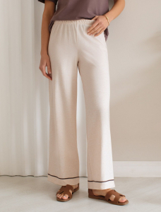 Прямые брюки из эластичного хлопка с контрастным кантом