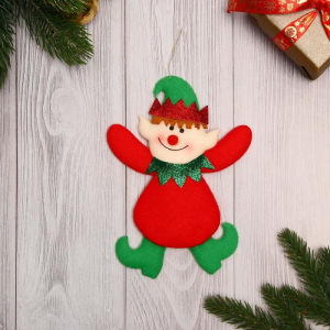 Подвеска мягкая на ёлку «Пляшущий эльф» 10?17 см, зелёно - красная