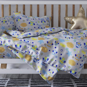 Комплект постельного белья Совушки серый бязь