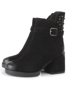 XR164-1 BLACK Ботильоны зимние женские (натуральная замша, натуральный мех)