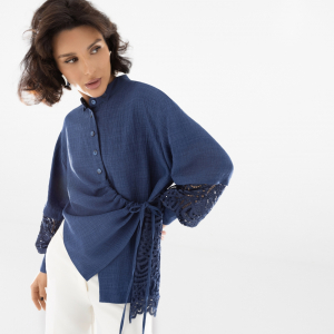 Рубашка с асимметричной драпировкой и кружевом, Дивная смелость (new)