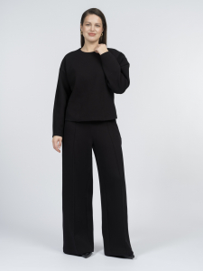 Прямые брюки из хлопкового трикотажа пике