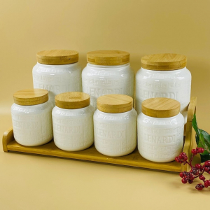 140-134 Набор из 7 банок 340/1000мл. на подставке BAMBOO в под.уп.(х6)Фарфор