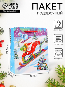 Пакет новогодний подарочный ламинированный «Наперегонки», упаковка, 18?22.3?10 см