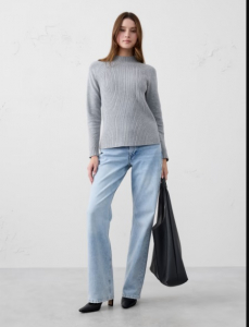 Ribbed Mock-Neck Sweater