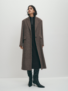 Длинное демисезонное шерстяное пальто