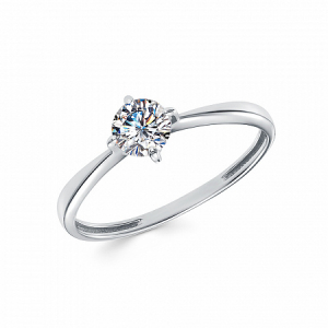 Кольцо с фианитом родированное серебро 925*