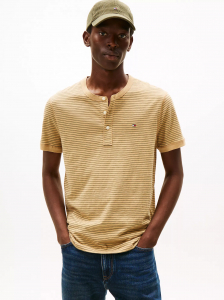 Slub Cotton Striped Short-Sleeve Henley