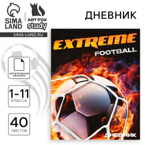 Дневник школьный для 1-11 класса, в интегральной обложке, 40 л. Extreme football