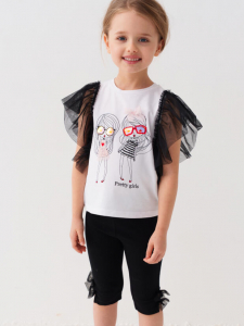 Комплект для девочки: футболка, леггинсы укороченные