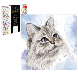 Алмазная мозаика СИБИРСКИЙ КОТИК, 30*30 см, 17 цветов страз, картонная коробка