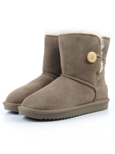 04-PAYH02-3Z KHAKI Угги женские (натуральная замша, 100% шерсть, натуральный мех)