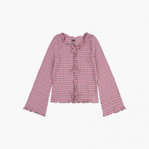 Ribbed Bell Sleeve Striped Top Big Girls 7-16