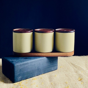 235-106 Набор из 3 банок 350мл с крышками на подставке TROPICAL в под.уп.(х8)Фарфор