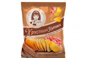 «Хрустящий картофель», чипсы со вкусом бекона, произведены из свежего картофеля, 160 г