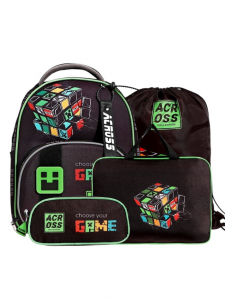 Рюкзак школьный 37?28?12 см, эргономичная спинка, Across 194, папка, пенал, мешок