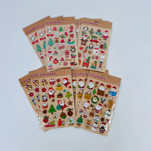 Наклейки новогодние объемные (12 шт в уп) (арт. P235) в ассортименте