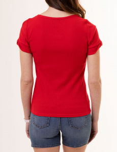 RIB SQUARE NECK T-SHIRT