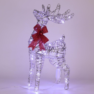 Новогодняя декорация олень с подсветкой 60 см серебряный