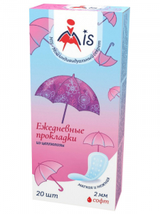 Mis ежедневные прокладки из целлюлозы 20 шт. Коробка с удобным открыванием
