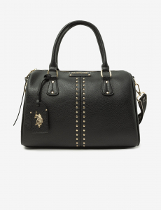 STUDDED SATCHEL WITH CROSSBODY STRAP