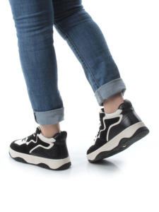 05-P100-1Z BLACK/LT. BEIGE Кроссовки женские зимние (натуральная кожа, шерсть)