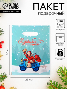 Пакет подарочный новогодний «Новогоднее послание», полиэтиленовый с вырубной ручкой, 30?23 см