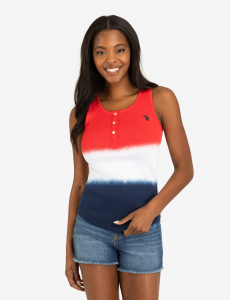 RED WHITE AND BLUE RIB TANK TOP