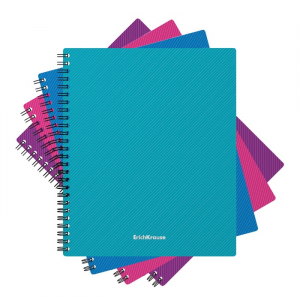 Тетрадь на спирали, 80 листов в клетку, ErichKrause Glance Vivid, пластиковая обложка, блок офсет 100% белизна, МИКС