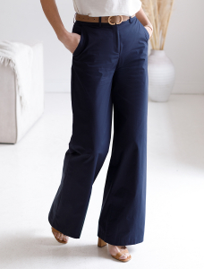 Широкие прямые брюки из плотного поплина