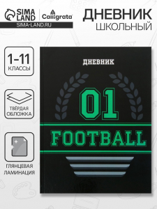 Дневник школьный для 1-11 классов, «Футбол. Эмблема», твёрдая обложка 7БЦ, глянцевая ламинация, 40 листов