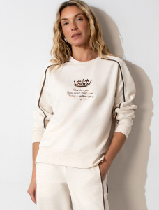 Свитшот с лампасами и разрезами из эластичного футера двухнитки без начеса