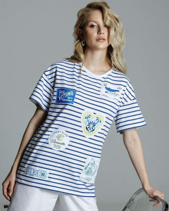 Футболка в полоску с нашивками 13.27