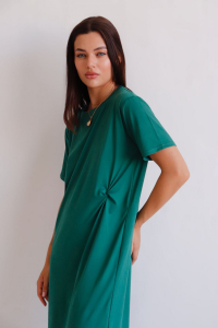 13083 Платье-футболка изумрудное с узлом (остаток: 42-44)