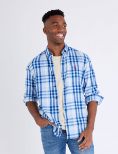 LONG SLEEVE LARGE PLAID PEACHED TWILL SHIRT