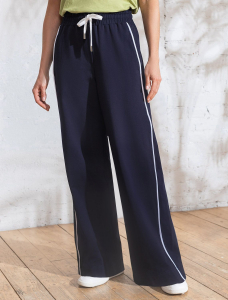 Прямые брюки с лампасами из эластичного футера двухнитки без начеса