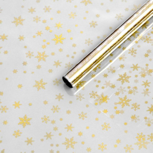 Пленка глянцевая новогодняя «Снежинки», золото, 0.7?8.2 м, 40 мкм, 200 г