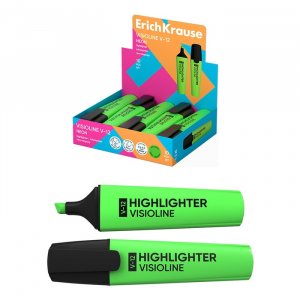 Маркер текстовыделитель ErichKrause V-12, 0.6-5.2 мм, флуоресцентные чернила на водной основе, зелёный