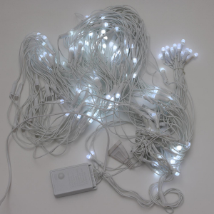 Сетка светодиодная крупный диод 192 LED  2*2 м белый провод белая