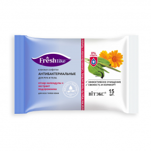 Влажные салфетки FRESH Like АНТИБАКТ.д/рук и тела календ.и подорожн Витэкс, 15 шт