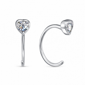 Серьги с фианитом родированные серебро 925*