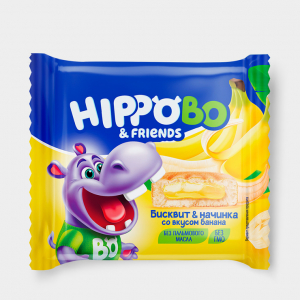 «HIPPO BONDI & FRIENDS», пирожное с начинкой со вкусом банана, 32 г (упаковка 12 шт)